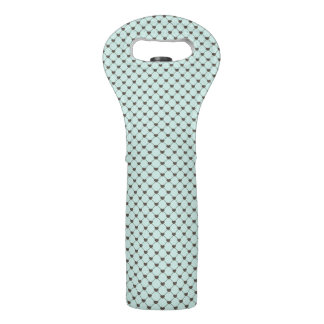 MINT GREEN WITH TINY CHOCOLATE BROWN HEARTS WINE BAG
