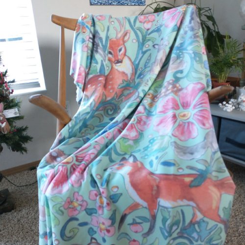 Mint Green Woodland Animal Deer Fox Rabbit Large  Tapestry