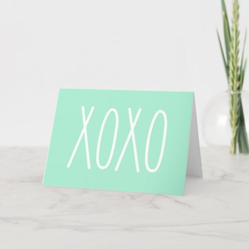 Mint Green XoXo Friendship Galentines Valentine Holiday Card