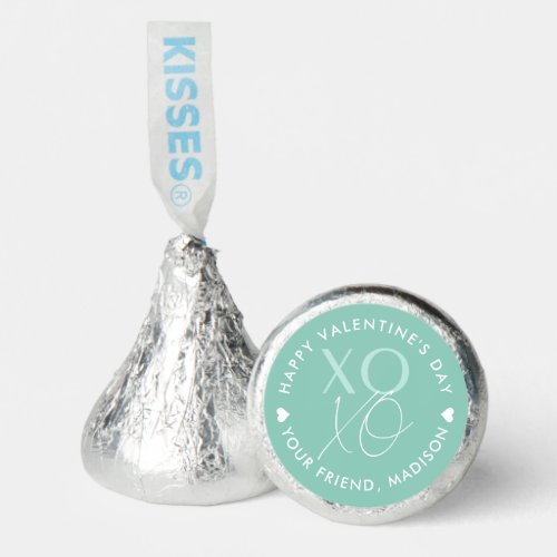 Mint Green XOXO Personalized Valentines Day Hersheys Kisses