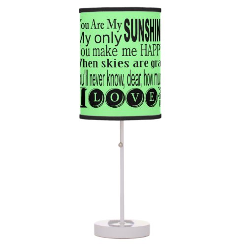 Mint Green  You Are My Sunshine Table Lamp