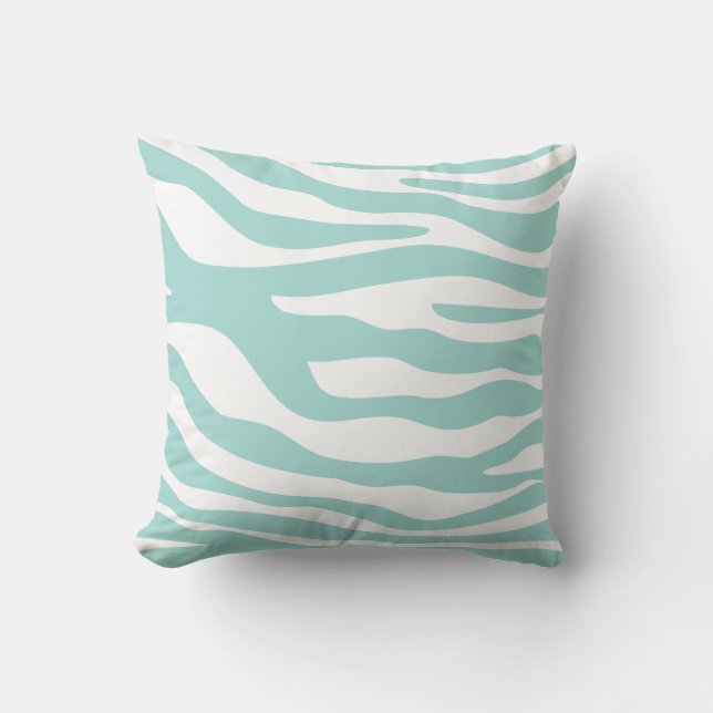 Mint Green Zebra Print Pattern Throw Pillow (Front)