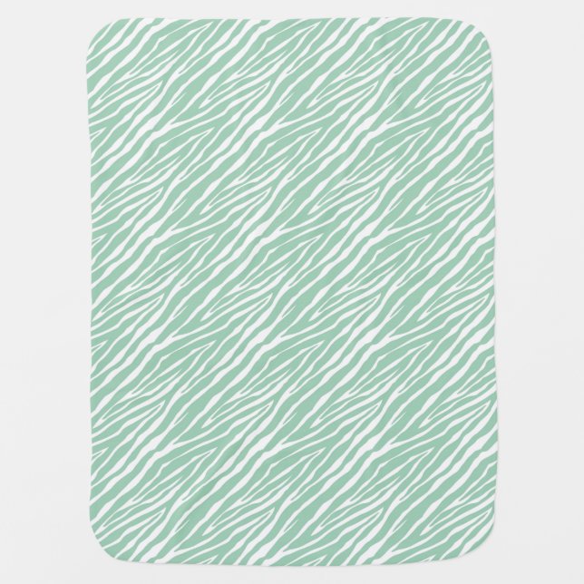 Mint Green Zebra Print Swaddle Blanket (Front)