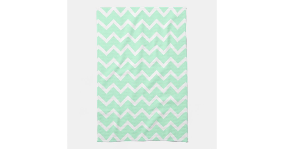 Mint Green Zigzag Chevron Stripes. Kitchen Towel Zazzle