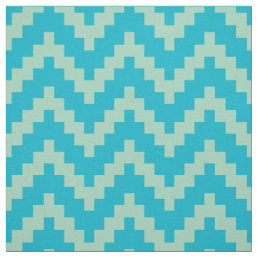 Mint-Green Zigzag Ikat &amp; Custom Blue Background Fabric