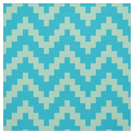 Mint-Green Zigzag Ikat & Custom Blue Background Fabric
