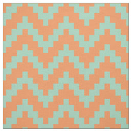 Mint-Green Zigzag Ikat &amp; Custom Orange Background Fabric