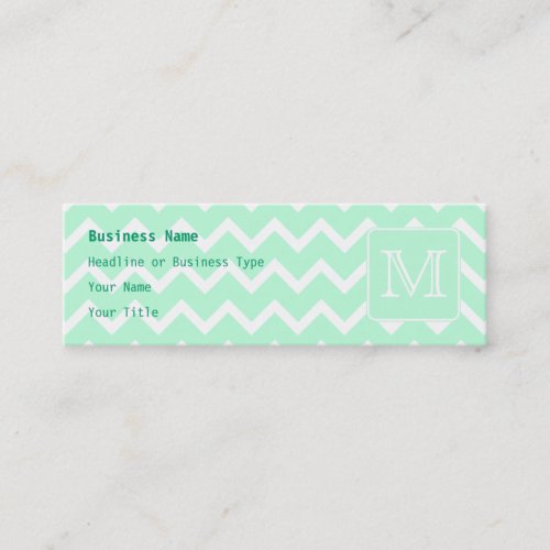 Mint Green Zigzag with Custom Monogram. Business Card Template