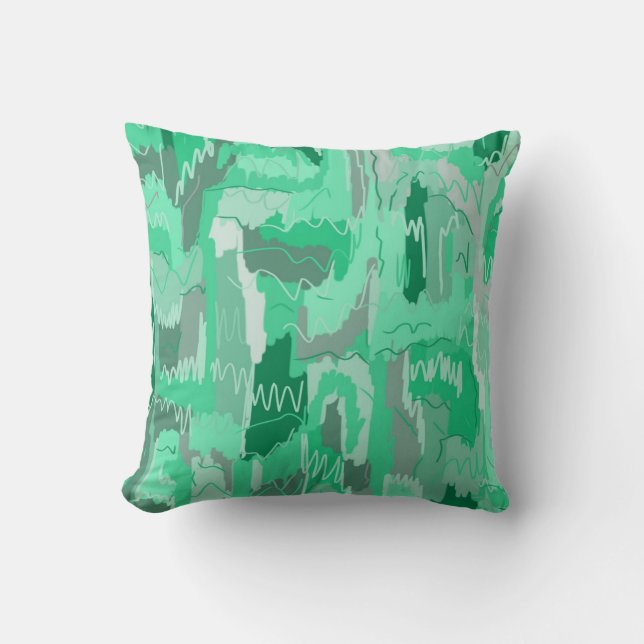 Mint Greenery Abstract  Throw Pillow (Front)