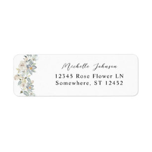 Mint Greenery & White Floral Return Address 2 Label