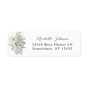  Mint Greenery & White Floral Return Address Label