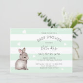 Mint Grey Bunny Baby Shower Invitations (Standing Front)