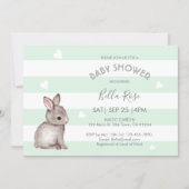 Mint Grey Bunny Baby Shower Invitations (Front)