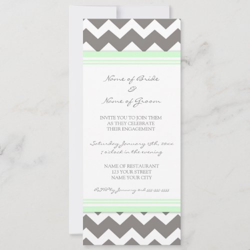 Mint Grey Chevron Engagement Party Invitations