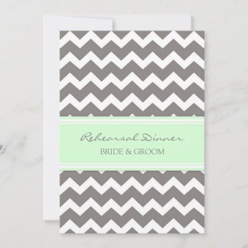 Mint Grey Chevron Rehearsal Dinner Party Invitations