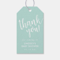 Mint Hand-Lettered Baby Shower Thank You Favor Gift Tags