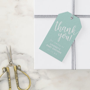 Mint Hand-Lettered Baby Shower Thank You Favor Gift Tags