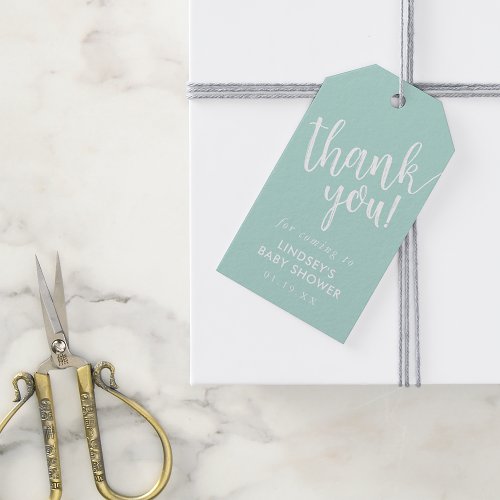 Mint Hand_Lettered Baby Shower Thank You Favor Gift Tags