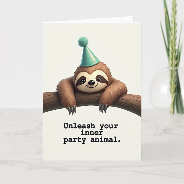 Mint Hat Creature Birthday Card (Front)