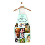 Mint Heart Best Baker Chef Grandma Photo Collage Apron<br><div class="desc">This cute and sweet apron is perfect for any grandma. It features 13 customizable photos of her beautiful grandchildren. It also features the quote, "Proud Grandma. Best baker and chef, sprinkling every grandchild with love and affection, " in black handwritten cursive typography and teal green heart on top of a...</div>