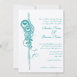 Mint Heart Circles and Swirls Wedding Invite
