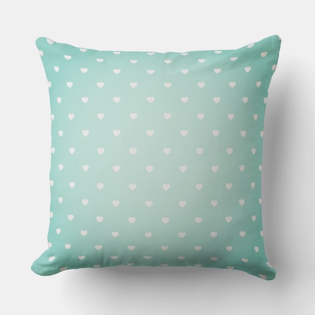 Mint Heart Pattern Throw Pillow (Front)
