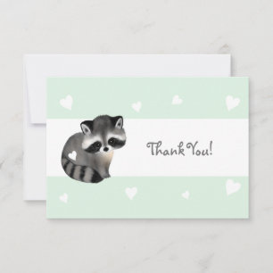 Mint Heart Raccoon Thank You Card