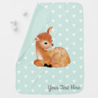 Mint Heart Woodland Fawn Baby Blankets