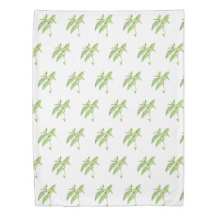 Mint herb botanical plants green garden watercolor duvet cover