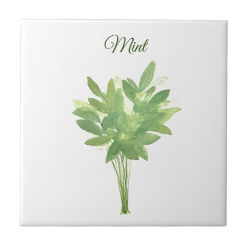 Mint Herb Greenery Kitchen Culinary Green Chic  Ceramic Tile