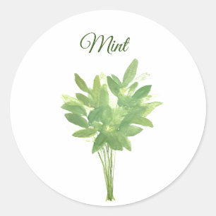 Mint Herb Greenery Kitchen Culinary Green Chic Classic Round Sticker