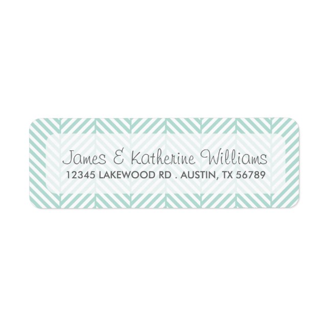 Mint Herringbone Chevron Modern Wedding Label (Front)