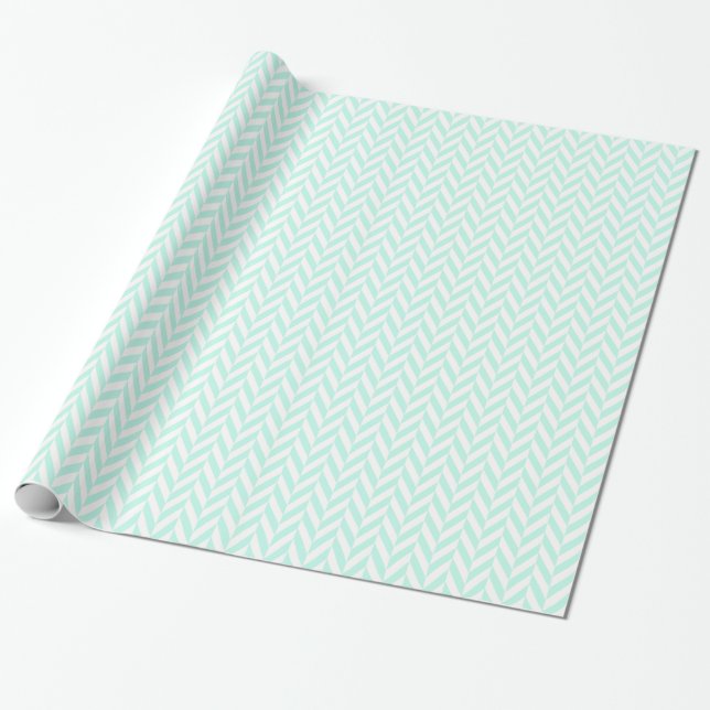 mint herringbone wrapping paper (Unrolled)