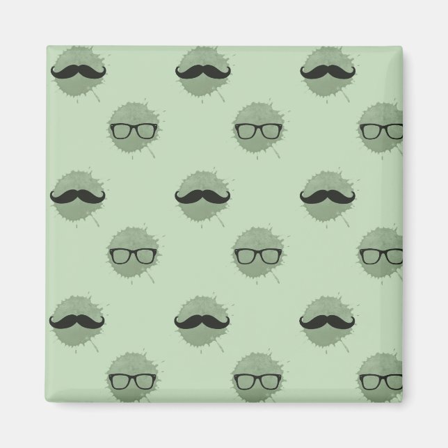 Mint Hipster Mustaches Magnet (Front)