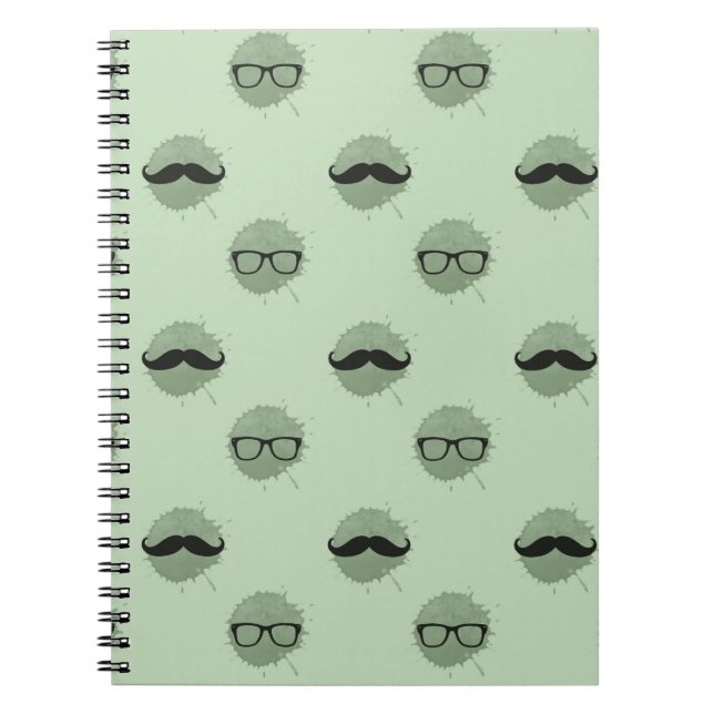 Mint Hipster Mustaches Notebook (Front)