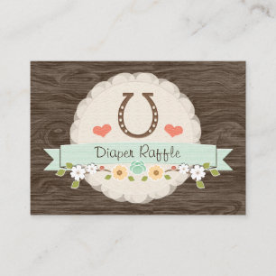 Mint Horseshoe Western Diaper Raffle Ticket Enclosure Card