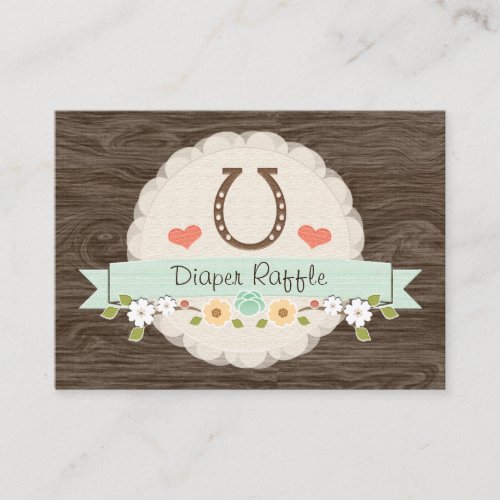 Mint Horseshoe Western Diaper Raffle Ticket Enclosure Card