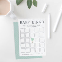 Mint Hot Air Balloon | Baby Shower Bingo Game Card