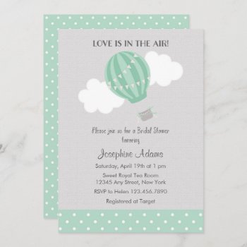 Mint Hot Air Balloon Bridal Shower Invitation by melanileestyle at Zazzle