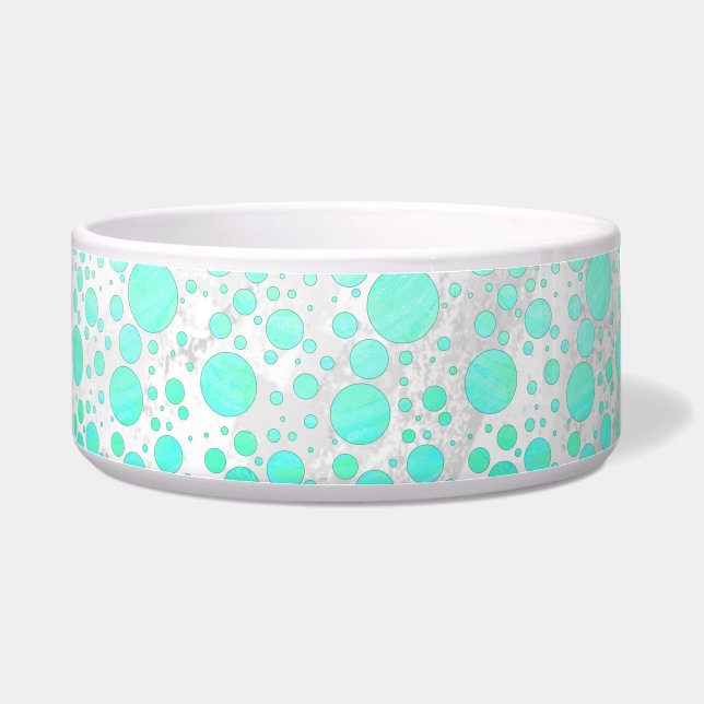 Mint Ice Aqua Blue Polka Dots Bowl (Right)