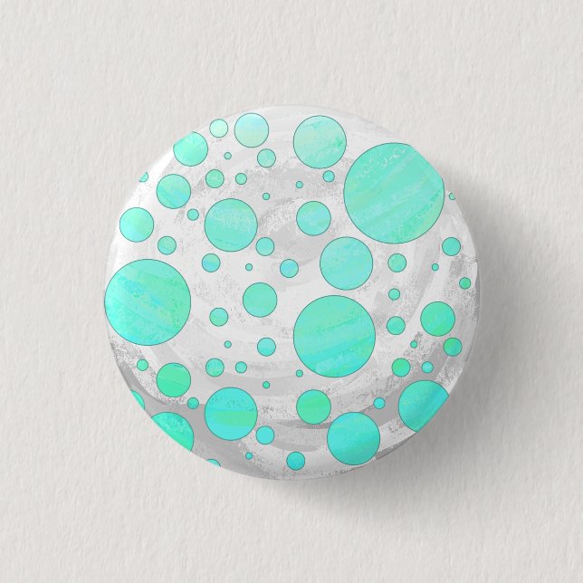Mint Ice Aqua Blue Polka Dots Pinback Button (Front)