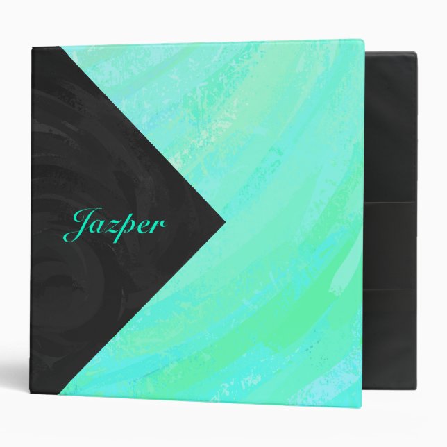 Mint Ice Blue and Black Monogram Binder (Front/Inside)