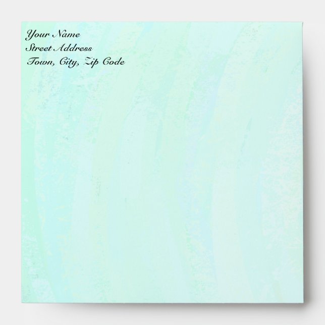 Mint Ice Blue and Black Monogram Envelope (Front)