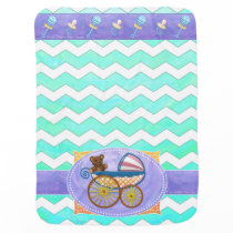 Mint Ice Blue Chevron Patteryn Baby Baby Blanket