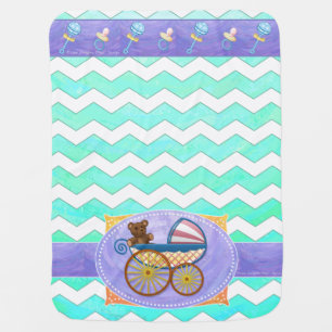 Mint Ice Blue Chevron Patteryn Baby Baby Blanket