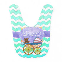 Mint Ice Blue Chevron Patteryn Baby Bib