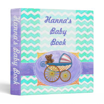 Mint Ice Blue Chevron Patteryn Baby Binder