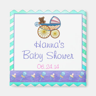 Mint Ice Blue Chevron Patteryn Baby Magnet