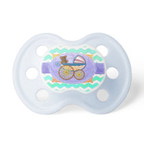 Mint Ice Blue Chevron Patteryn Baby Pacifier