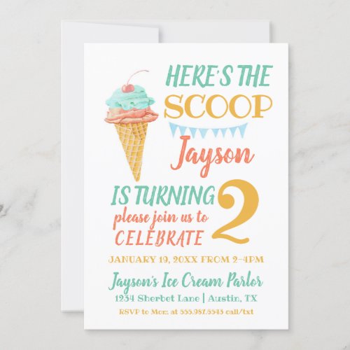 Mint Ice Cream Birthday Invitation Template